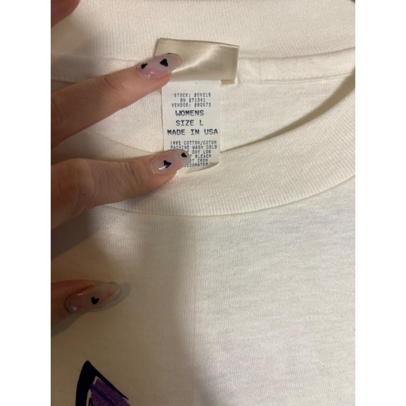 Vintage 90's L.L. Bean Purple Floral Graphic Tee Made in USA Single Stitch Large - Picture 4 of 7